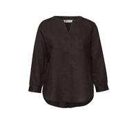 Street One Femme Blouse à col fendu en lin mélangé in Marron, in size: 34