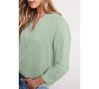 Street One Femme Blouse à col fendu en lin mélangé in Vert, in size: 34