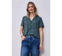 Street One Femme Blouse à manches courtes avec col bowling in Vert|Multicolore, in size: 36