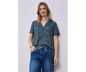Street One Femme Blouse à manches courtes avec col bowling in Vert|Multicolore, in size: 36