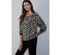 Street One Femme Blouse imprimée à col rond in Noir, in size: 34