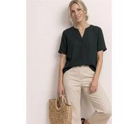 Street One Femme Blouse unie à col fendu in Vert, in size: 46