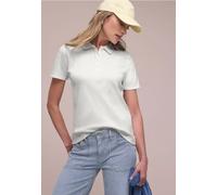 Street One Femme Polo à manches courtes en maille côtelée in Blanc, in size: 42