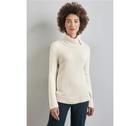 Street One A302831 Pull EOS_Cosy avec détail boutonné, Blanc crème mélangé, 42 Femme