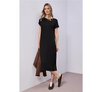 Street One Femme Robe midi en jersey côtelé in Noir, in size: 46