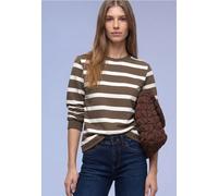 Street One Femme Sweat-shirt à rayures in Marron, in size: 40