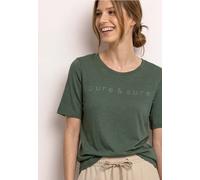 Street One Femme T-shirt à col rond orné de strass in Vert, in size: 44