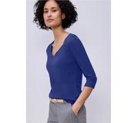 Street One Femme T-shirt avec encolure en cœur in Bleu, in size: 40