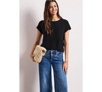 Street One Femme T-shirt col bateau avec bande décorative in Noir, in size: 36