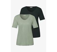 Street One Femme T-shirts basiques en pack de 2 in Multicolore|Vert, in size: 36