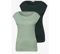 Street One Femme T-shirts basiques en pack de 2 in Multicolore|Vert, in size: 46