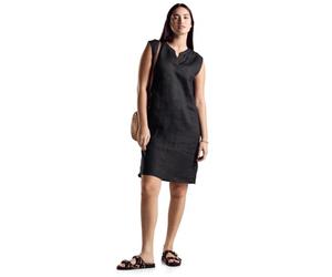 Street One LS Office Solid Linen Sleevele Robe, Noir, 36 Femme