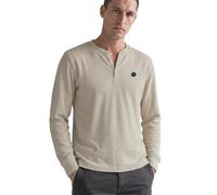 Street One Men Chemise Henley à Manches Longues, Aspect mélangé, Basique, Beige, Taille M