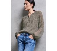 Street One Studio Femme Blouse en mousseline léopard avec fermeture éclair in Beige, in size: 34