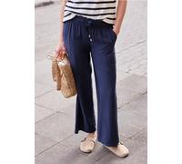 Street One Studio Femme Pantalon mi-haute à jambes larges coupe structurée in Bleu, in size: 38