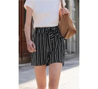 Street One Studio Femme Short rayé taille haute avec ceinture in Noir, in size: 34