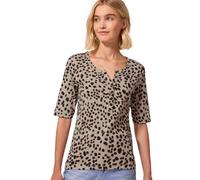 Street One Studio T-Shirt avec col Fendu et Motif léon, Noir, Taille 40