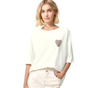 Street One Studio T-Shirt avec imprimé cœur au Look léon, Blanc cassé, Taille 40
