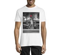 Street Race Girl and A Red Bandana Crew Neck Cotton T-Shirt Homme Blanc, blanc, 3XL