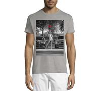 Street Race Girl and A Red Bandana Crew Neck Cotton T-Shirt Homme Gris, gris, 3XL