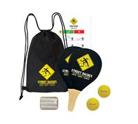 Schildkröt Set Street Racket 970115 – 2 raquettes, 2 balles en mousse, sac de transport, noir-jaune
