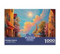 Street Scene in The French Town 1000 Pcs Carton Extra-épais Lot de Puzzles Country Scenery Stimulant Et Éducatif Jeu Familial Puzzles pour Adultes Et Enfants 38x26cm/1000pcs