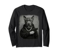 Street Style Pitbull Dog Gangster Bandana & Chaîne Drôle Manche Longue