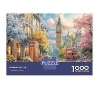 Street View Londres 1000 Pièces Puzzle Difficile en Carton Recyclé pour Un Défi Stimulant Big Ben Londres Parfait pour Un Cadeau Créatif Et des Sessions De Détente À La Maison 38x26cm/1000pcs