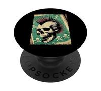 Street Wear Punk Crâne Mohawk Vintage Gothique Hommes Femmes Enfants PopSockets PopGrip Adhésif