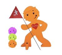 StreetBuddy - Figurine d'avertissement avec Drapeau, Alerte réfléchissante pour la sécurité des Enfants - Attention : ralentir - Panneau d'avertissement (1 x Orange)