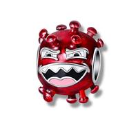 Streetculture Bacterie virale - Drôle de dessin animé maladie médecin bonbon émail rouge - Charm chaîne en argent sterling 925 pour bracelet à breloques