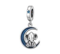 Streetculture Bébé éléphant sur la lune - Bracelet à breloques Pendentif Bijoux Accessoires Argent sterling 925 Charm Bracelet de collection