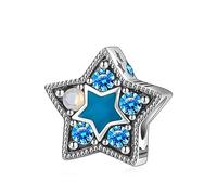 Streetculture Breloque lumineuse en argent sterling 925 avec lune, étoile, astrologie, fée, elfe