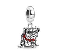 Streetculture Bulldog Chien Famille Amis Amour Animal de Compagnie Fidélité Chien de Garde Chien de Race - Bracelet à breloques Pendentif Bijoux Accessoires Argent 925, B/H/T ca. 10 x 21 x 9