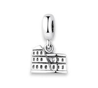 Streetculture Colisée Rois romains Arena Stade Rome Italie Europe Rome en argent 925 Pendentif pour bracelet et chaîne - Bijou en argent 925 Accessoire cadeau en argent sterling, B/H/T ca.: 18 x 14 x