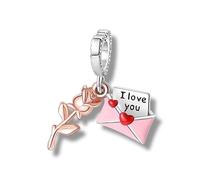 Streetculture Lettre d'amour et rose - Idée cadeau - Breloque en argent sterling 925 pour bracelet à breloques