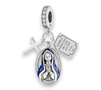 Streetculture Religion Ichthys Croix icône Femme en prière Vierge Marie en argent sterling 925 Pendentif pour bracelet à collectionner, chaîne, bracelet à breloques, porte-bonheur, talisman