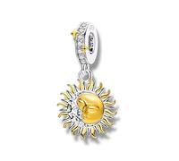 Streetculture Soleil et lune - Symbole de l'amour de soi Dualité Harmonie Rêveur Énergie Romantique Intuition Partenariat - Breloque en argent sterling 925 pour bracelet à breloques, B/H/T ca.: 13 x