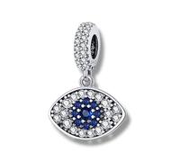 Streetculture Symbole de protection œil bleu turc égyptien mauvais œil jalousie discorde - Charm en argent sterling 925 pour bracelet à breloques, B/H/T ca.: 14 x 22 x 2 mm / Max.Band: 4.9 mm, Argent
