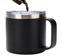 Streeterville Tasse de bureau - Tasse à café isolée en acier | Verres polyvalents en acier inoxydable, tasses à café de 300 ml, avec couvercle de poignée, double paroi pour quote de vie