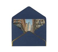 Streets Of New York City Cartes de vœux personnalisées avec enveloppes - Cinq couleurs élégantes, cartes vierges à bords dorés, adaptées à toutes les occasions