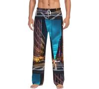 Streets Of New York City Pantalon de pyjama long en polyester pour homme avec poches, blanc, L