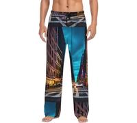 Streets Of New York City Pantalon de pyjama long en polyester pour homme avec poches, Noir , L
