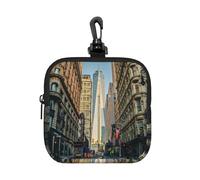 Streets of New York City Pochette carrée à fermeture éclair avec impression intégrale, imperméable, léger et durable pour pièces de monnaie, cartes, clés pour voyage et usage quotidien