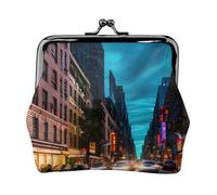 Streets of New York City Print Exquisite Kiss Lock Portefeuille compact polyvalent pour femme Porte-monnaie Petite pochette zippée