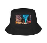 Streets of New York City Print Functional Adult Fisherman Hat Respirant Bucket Hats for Outdoor Activities Cap Black