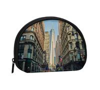 Streets of New York City Print Mini sac de rangement portable pour pièces de monnaie - Portefeuille en polyester entièrement imprimé pour petits objets personnels, Noir , Taille unique