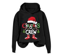 Streetwear Y2k Sweatshirts Women's Christmas Printed Fashion Casual Solid Color Loose Long Sleeved Letter Print Hoodie