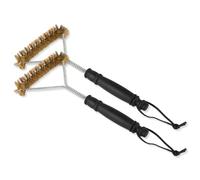 Strehknewen Brosse Barbecue Laiton 2 Pièces, 30×17cm Brosse de Grille à 3 Côtés, Nettoyage BBQ à 360°, Manche Long Anti-brûlure, Outils Barbecue pour Gaz, Charbon, Électrique