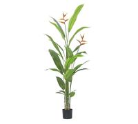 Strelitzia avec fleur, oiseau du paradis, plante artificielle, arbre artificiel, plante artificielle, décoration, dans un pot noir, très réaliste, vert (180 cm - MN-KP-2214)